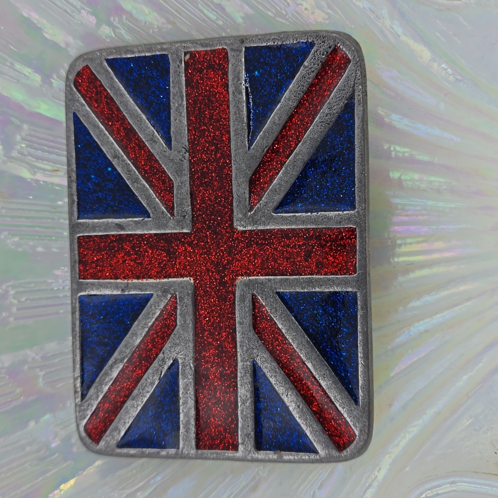 Union Jack Flag Glittery Belt Buckle